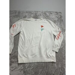 Free & Easy Poppy Crewneck Sweatshirt Womens Size XL Ivory Long Sleeve Crew Neck